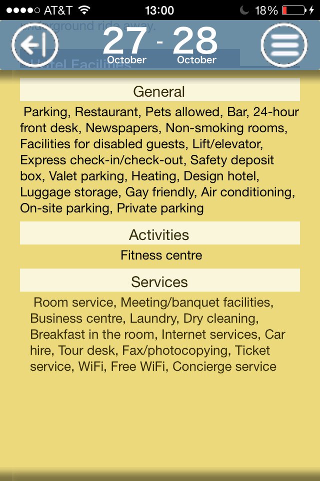 Hotels facilities